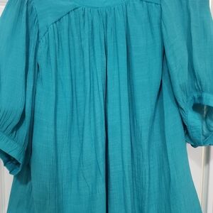 JODIFL Teal Blouse with Flowy Sleeves